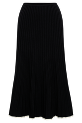 Jolene Contrast Rib Knit Midi Skirt - Black